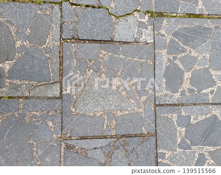 Texture of an old stone path moss plant high-quality photo 139515566
