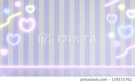 Glowing neon 90s-style stage background with stripes Glowing neon 90s-style stage background with stripes 139515762