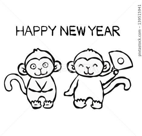 【線稿】新年賀卡素材:猴子 【線稿】新年賀卡素材:猴子 139515941