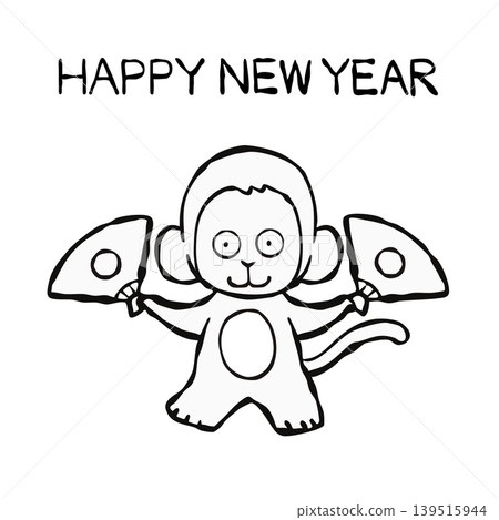 【線稿】新年賀卡素材:猴子 【線稿】新年賀卡素材:猴子 139515944