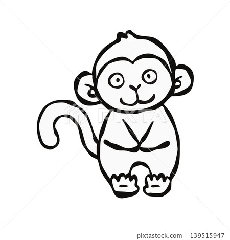 【線描圖】單點設計元素：猴子 139515947