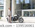 A female rider commuting by motorcycle in Marunouchi 139516061