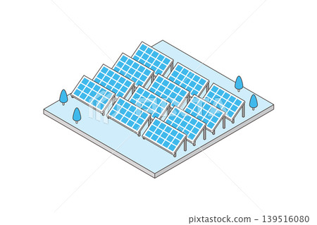 Cyan-colored isometric illustration of a solar power panel; renewable energy image. Cyan-colored isometric illustration of a solar power panel; renewable energy image. 139516080