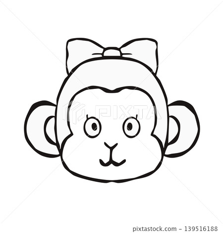[Line drawing] One-point design element: Monkey 139516188