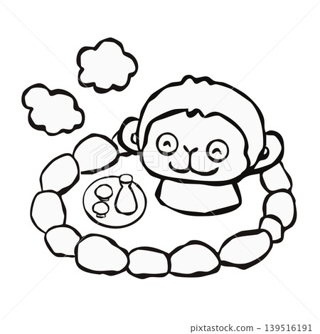 【線描圖】單點設計元素:猴子泡溫泉(猴子) 【線描圖】單點設計元素:猴子泡溫泉(猴子) 139516191