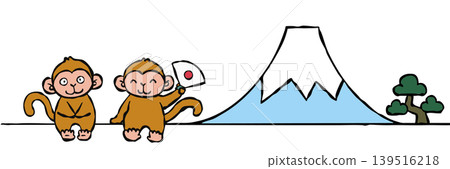 New Year's card design: Simple monkey and Mt. Fuji New Year's card design: Simple monkey and Mt. Fuji 139516218