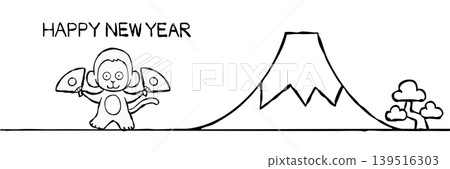【線稿】新年賀卡素材:簡筆猴子與富士山 【線稿】新年賀卡素材:簡筆猴子與富士山 139516303