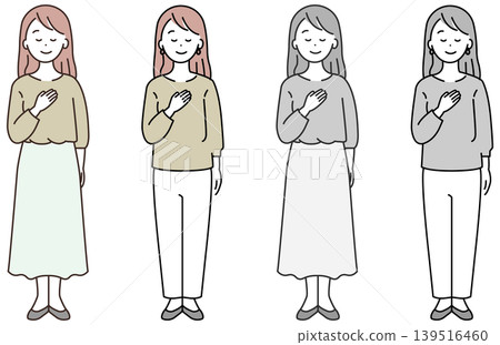 女人手放在胸前（彩色和單色圖集） 139516460