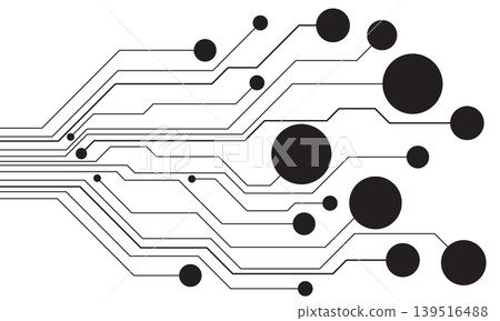 Black line circuit computer technology futuristic on white background design creative vector 139516488