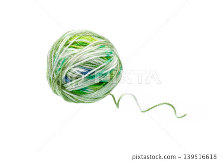 Ball of yarn isolated on white. Multicolored thread. 139516618