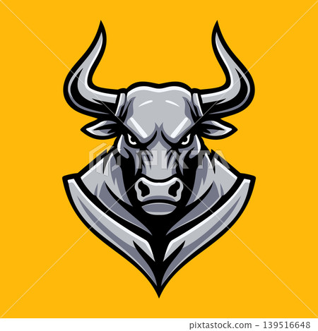 Angry Grey Bull Character Mascot Logo Vector Template Angry Grey Bull Character Mascot Logo Vector Template 139516648