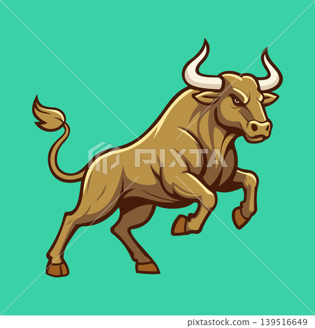 Jump Bull Character Mascot Logo Vector Template Jump Bull Character Mascot Logo Vector Template 139516649