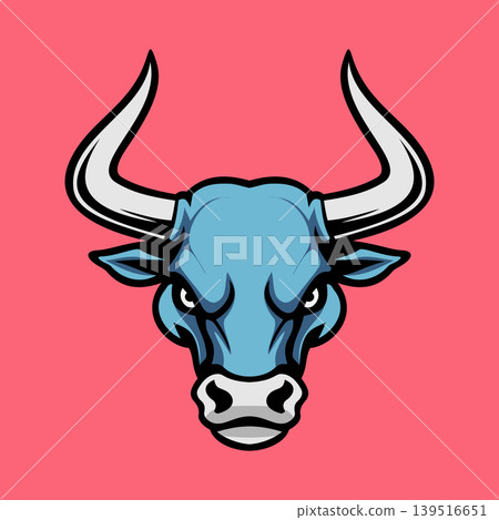 Blue Head Bull Character Mascot Logo Vector Template Blue Head Bull Character Mascot Logo Vector Template 139516651