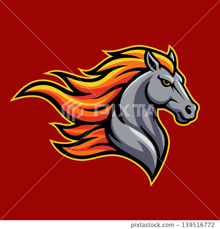 Illustration of a Horse with Flaming Mane Illustration of a Horse with Flaming Mane 139516772