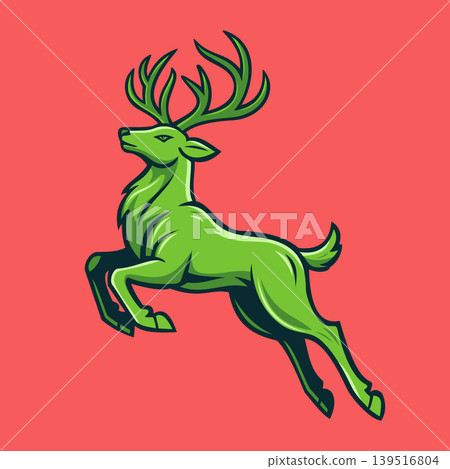 Green Deer Character Mascot Logo Vector Template Green Deer Character Mascot Logo Vector Template 139516804