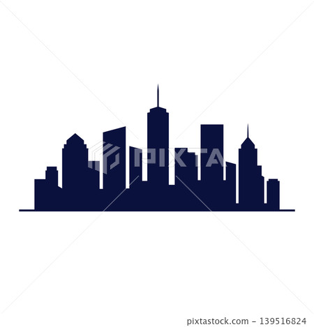 city, town buildings skyline silhouette vector template city, town buildings skyline silhouette vector template 139516824