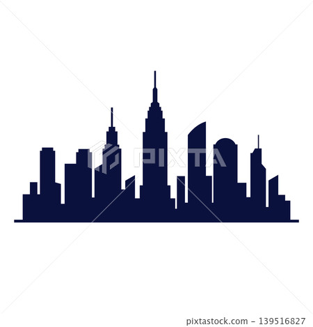 city, town buildings skyline silhouette vector template 139516827