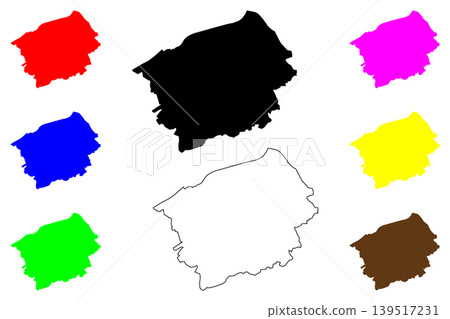 Huddersfield city (United Kingdom of Great Britain and Northern Ireland, UK, England) map vector illustration, scribble sketch Huddersfield map 139517231