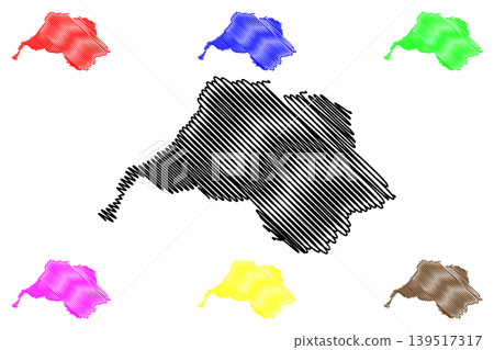 Al-Qibliyah Island (Sultanate of Oman, Indian Ocean, Khuriya Muriya Islands) map vector illustration, scribble sketch Al Qibliyah map 139517317