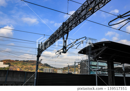 signaling device or traffic light signal with controller on railway, near junction or Railway station. signaling device or traffic light signal with controller on railway, near junction or Railway station. 139517351