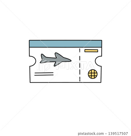 Simple travel ticket design with airplane and globe icons 139517507