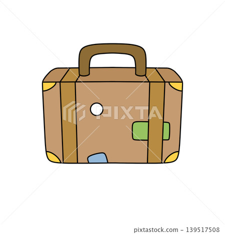 Brown suitcase with yellow accents and simple design Brown suitcase with yellow accents and simple design 139517508