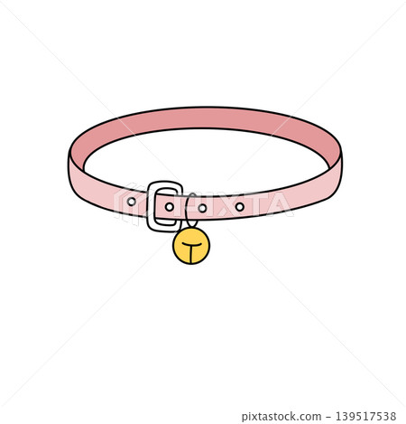 Soft pink collar with silver buckle and yellow bell Soft pink collar with silver buckle and yellow bell 139517538