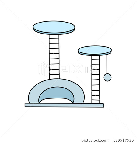 Pastel blue cat tower with scratching posts and platforms Pastel blue cat tower with scratching posts and platforms 139517539