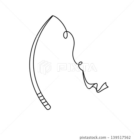 Simple line drawing of a fishing rod Simple line drawing of a fishing rod 139517562