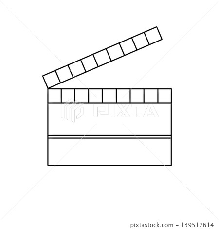 Clapperboard shown in minimalist outline style Clapperboard shown in minimalist outline style 139517614