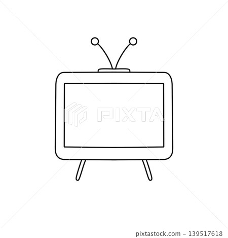 Simple line drawing of vintage television set Simple line drawing of vintage television set 139517618