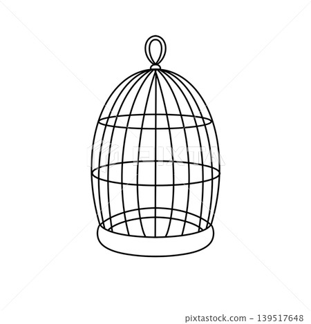 Simple outline of a classic wire birdcage Simple outline of a classic wire birdcage 139517648