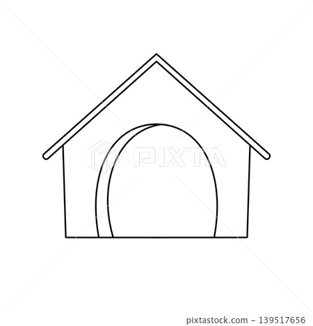 Simple house outline with rounded doorway Simple house outline with rounded doorway 139517656