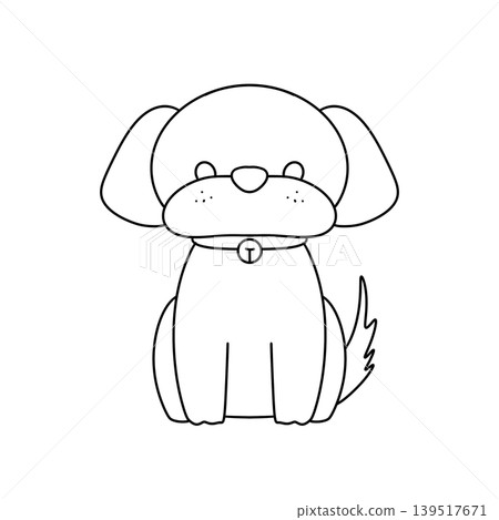 Cute cartoon dog sits calmly Cute cartoon dog sits calmly 139517671