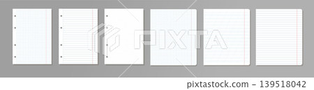 Minimalist Paper Refill Sheets Vector Set of Blank Notebook Pages with Dot Grid Square and Lined Rulings for Academic Planning and Stationery Design 139518042