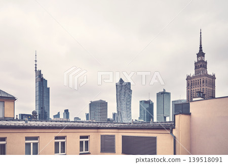 Warsaw skyline, color toning applied, Poland. Warsaw skyline, color toning applied, Poland. 139518091