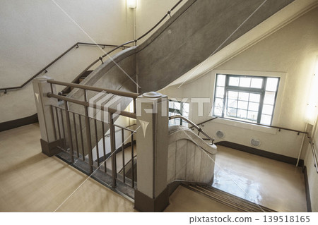 A staircase in a retro building, photographed at the Kobe City Overseas Emigration and Cultural Exchange Center. 139518165