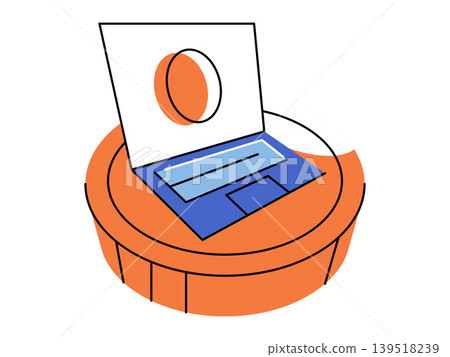 A laptop computer sitting on a robotic vacuum cleaner vector illustration. Smart home, automation, remote work, cleaning technology, digital lifestyle, modern office. Notebook on robot vacuum A laptop computer sitting on a robotic vacuum cleaner vector illustration. Smart home, automation, remote work, cleaning technology, digital lifestyle, modern office. Notebook on robot vacuum 139518239
