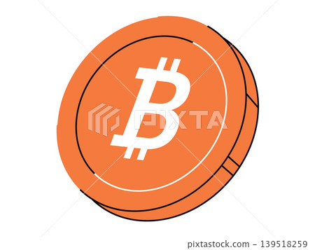 Orange Bitcoin cryptocurrency coin isolated on white background vector illustration. Digital finance, blockchain, online investment, fintech, crypto trading, virtual banking. Electronic gold token Orange Bitcoin cryptocurrency coin isolated on white background vector illustration. Digital finance, blockchain, online investment, fintech, crypto trading, virtual banking. Electronic gold token 139518259