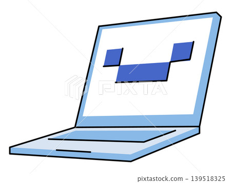 Laptop with a blue abstract icon on the screen vector illustration. Software development, remote work, digital tech, online education, coding, internet. Portable notebook with graphic display Laptop with a blue abstract icon on the screen vector illustration. Software development, remote work, digital tech, online education, coding, internet. Portable notebook with graphic display 139518325