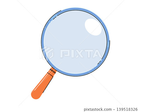Magnifying glass with an orange handle and blue lens vector illustration. Search engine optimization, scientific research, private investigation, data analysis, discovery, inspection. Handheld loupe Magnifying glass with an orange handle and blue lens vector illustration. Search engine optimization, scientific research, private investigation, data analysis, discovery, inspection. Handheld loupe 139518326