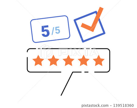 Five stars rating with checkmark and score card vector illustration. Customer feedback, business review, user satisfaction, quality service, online ranking, success evaluation. Top testimonial Five stars rating with checkmark and score card vector illustration. Customer feedback, business review, user satisfaction, quality service, online ranking, success evaluation. Top testimonial 139518360