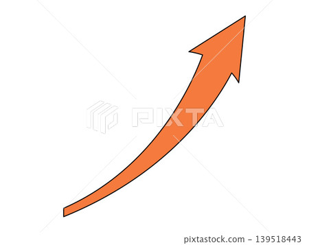 Orange curved arrow pointing up and right vector illustration. Financial growth, business success, market trend, profit increase, data visualization, corporate progress. Upward pointer symbol Orange curved arrow pointing up and right vector illustration. Financial growth, business success, market trend, profit increase, data visualization, corporate progress. Upward pointer symbol 139518443