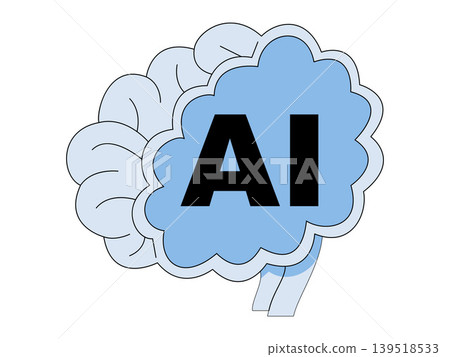 Human brain with AI letters in a blue cloud vector illustraton. Machine learning, neural networks, digital logic, future tech, robotics, automation. Cerebral organ with smart system Human brain with AI letters in a blue cloud vector illustraton. Machine learning, neural networks, digital logic, future tech, robotics, automation. Cerebral organ with smart system 139518533