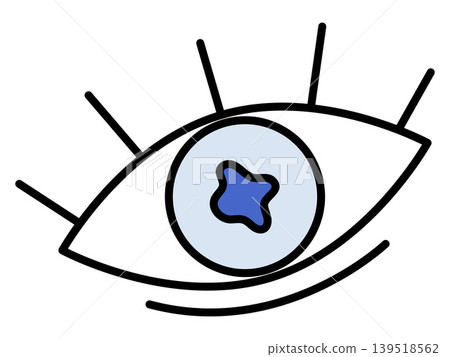 Human eye with eyelashes and blue iris vector illustration. Ophthalmology care, vision health, medical checkup, security surveillance, digital perspective, creative art. Visual organ with lashes Human eye with eyelashes and blue iris vector illustration. Ophthalmology care, vision health, medical checkup, security surveillance, digital perspective, creative art. Visual organ with lashes 139518562