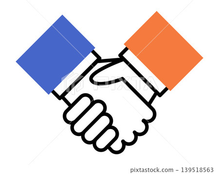 Two hands shaking in a firm grip vector illustration. Business partnership, successful deal, corporate cooperation, professional greeting, teamwork agreement, contract signing. Partners clasping. Two hands shaking in a firm grip vector illustration. Business partnership, successful deal, corporate cooperation, professional greeting, teamwork agreement, contract signing. Partners clasping. 139518563