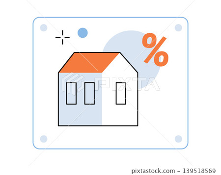 House with a percentage sign vector illustration. Mortgage rates, real estate investment, property tax, housing market, home loan, financial planning. Residential building with interest symbol. 139518569
