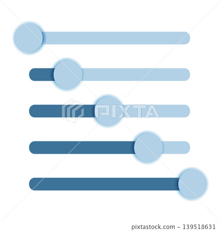 Modern and trendy horizontal UI sliders with progress bars for contemporary interface design, Vector illustration Modern and trendy horizontal UI sliders with progress bars for contemporary interface design, Vector illustration 139518631