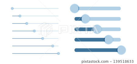 Modern and trendy horizontal UI sliders with progress bars for contemporary interface design, Vector illustration Modern and trendy horizontal UI sliders with progress bars for contemporary interface design, Vector illustration 139518633