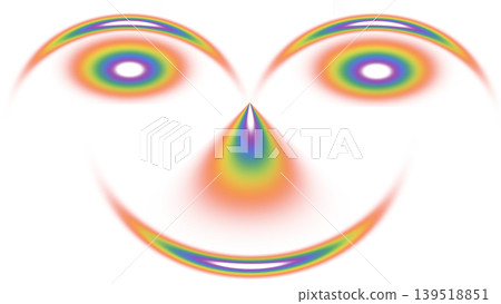 Abstract stylized face made of rainbow arcs and concentric circles on a transparent background. Concept of creativity, positive mood, and optical play Abstract stylized face made of rainbow arcs and concentric circles on a transparent background. Concept of creativity, positive mood, and optical play 139518851